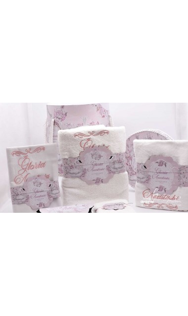 Trusou de botez cu lebede si motive florale personalizat pentru fete, Lebada alba 22